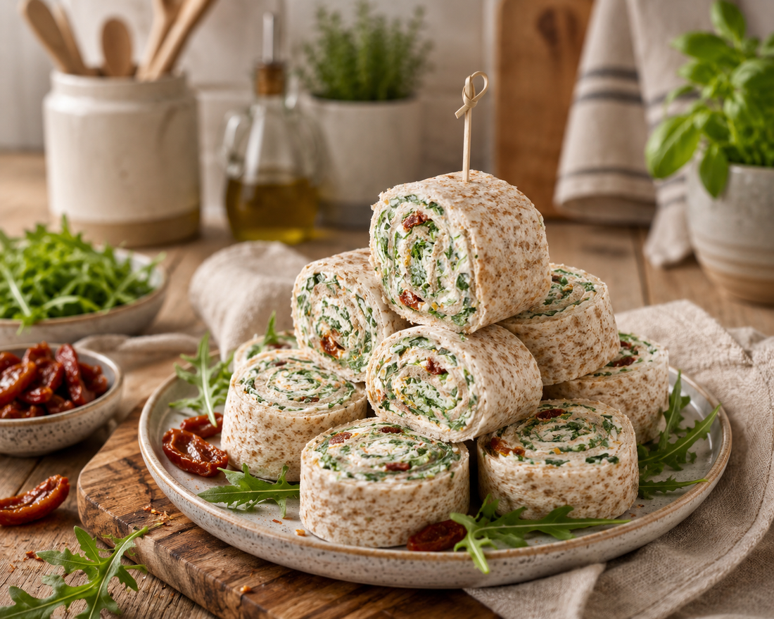 Tomaten-Rucola-Wrap-Röllchen