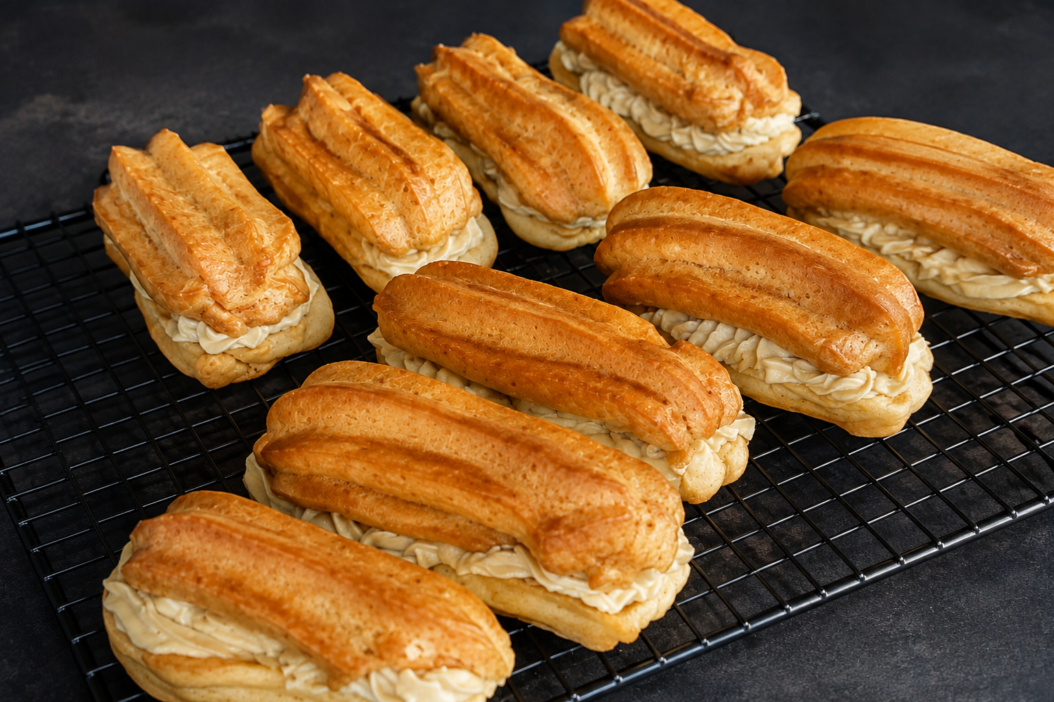 Liebesknochen (Éclairs) mit Mokka-Sahne