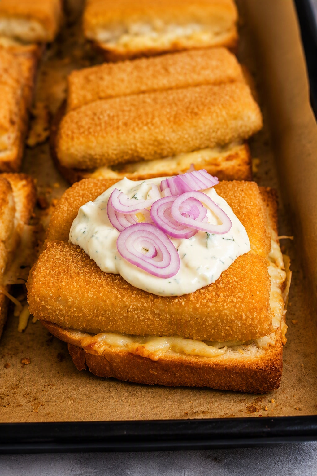Filet-O-Fish vom Backblech mit selbst gemachter Remoulade