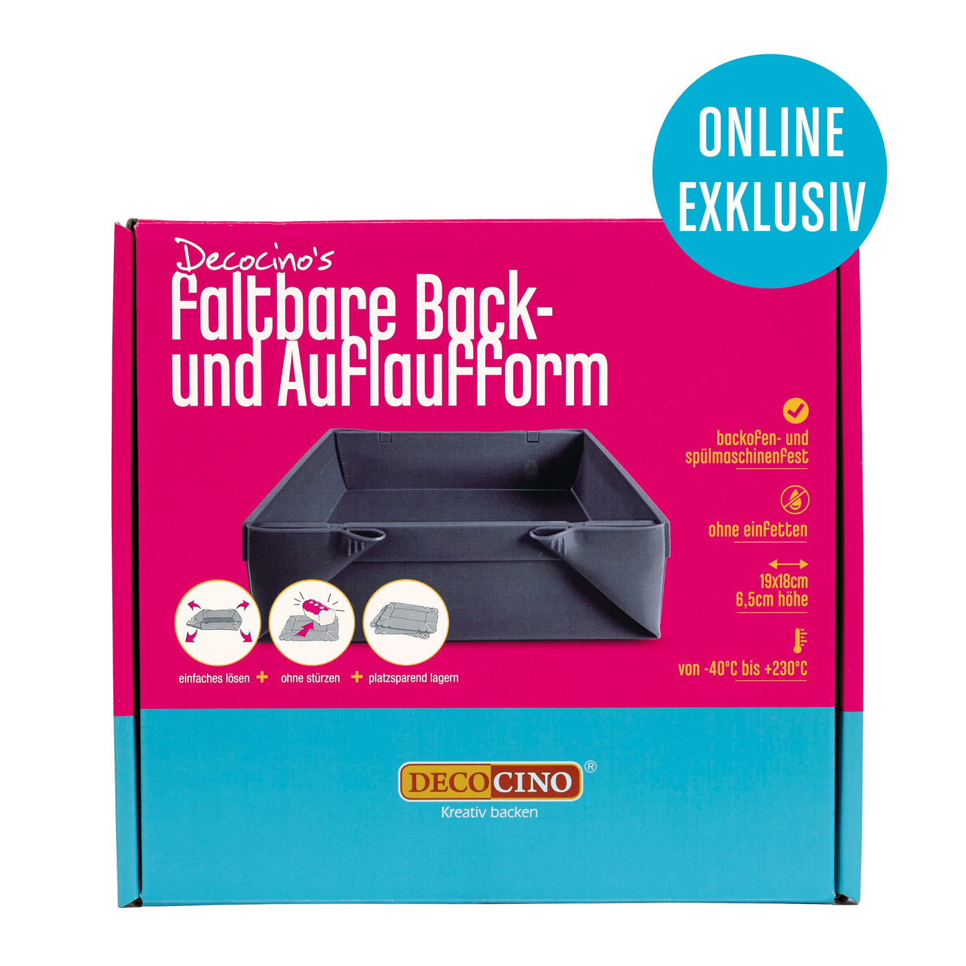 SET Faltbare Kastenbackform 23x10x6cm und Back- und Auflaufform 19x18x6,5 cm