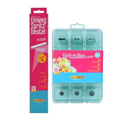 SET: Spritztüllen-Set Mint Edition (12 Stück) + Einwegspritzbeutel (20 Stück)