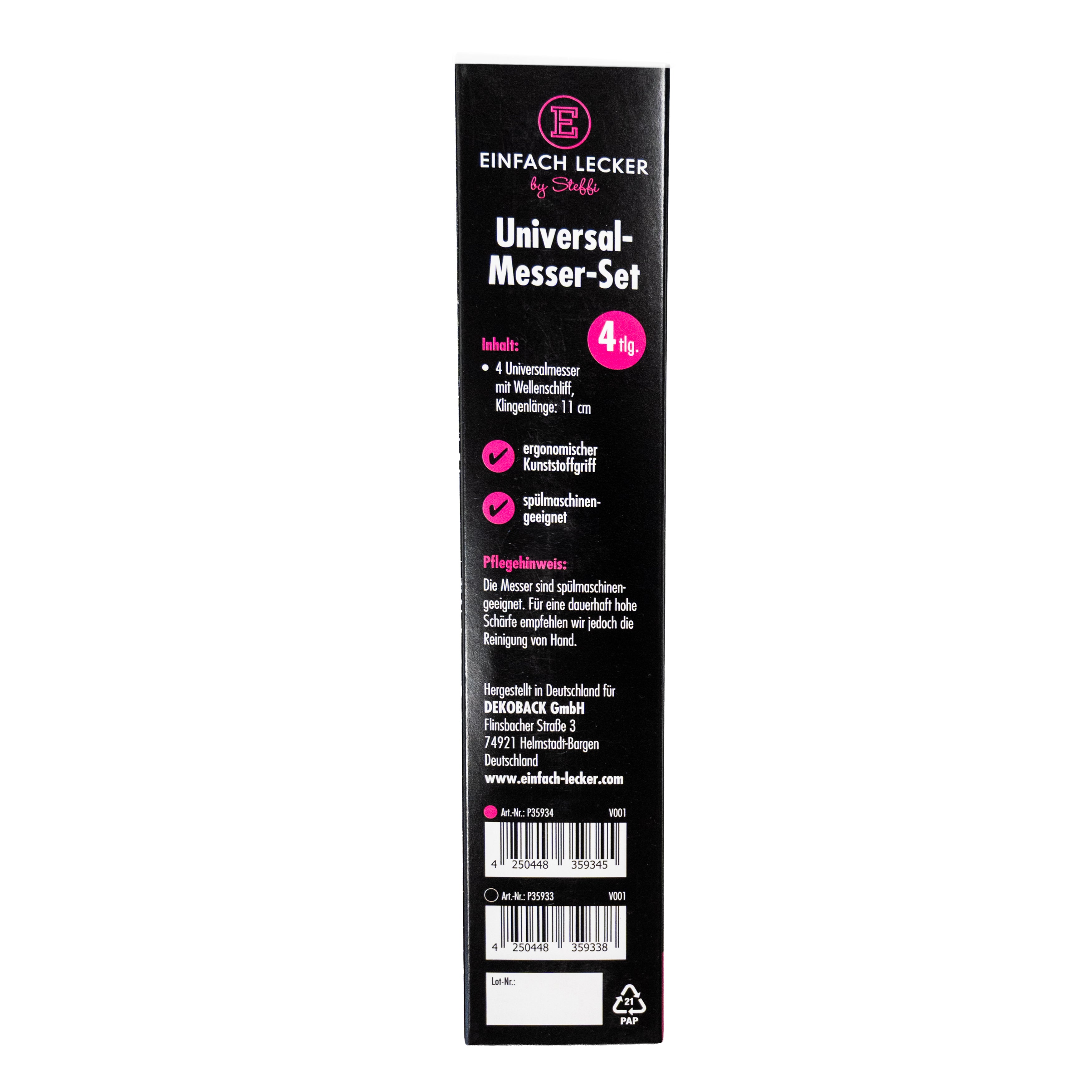 Einfach Lecker by Steffi Universal-Messer-Set 4tlg. pink