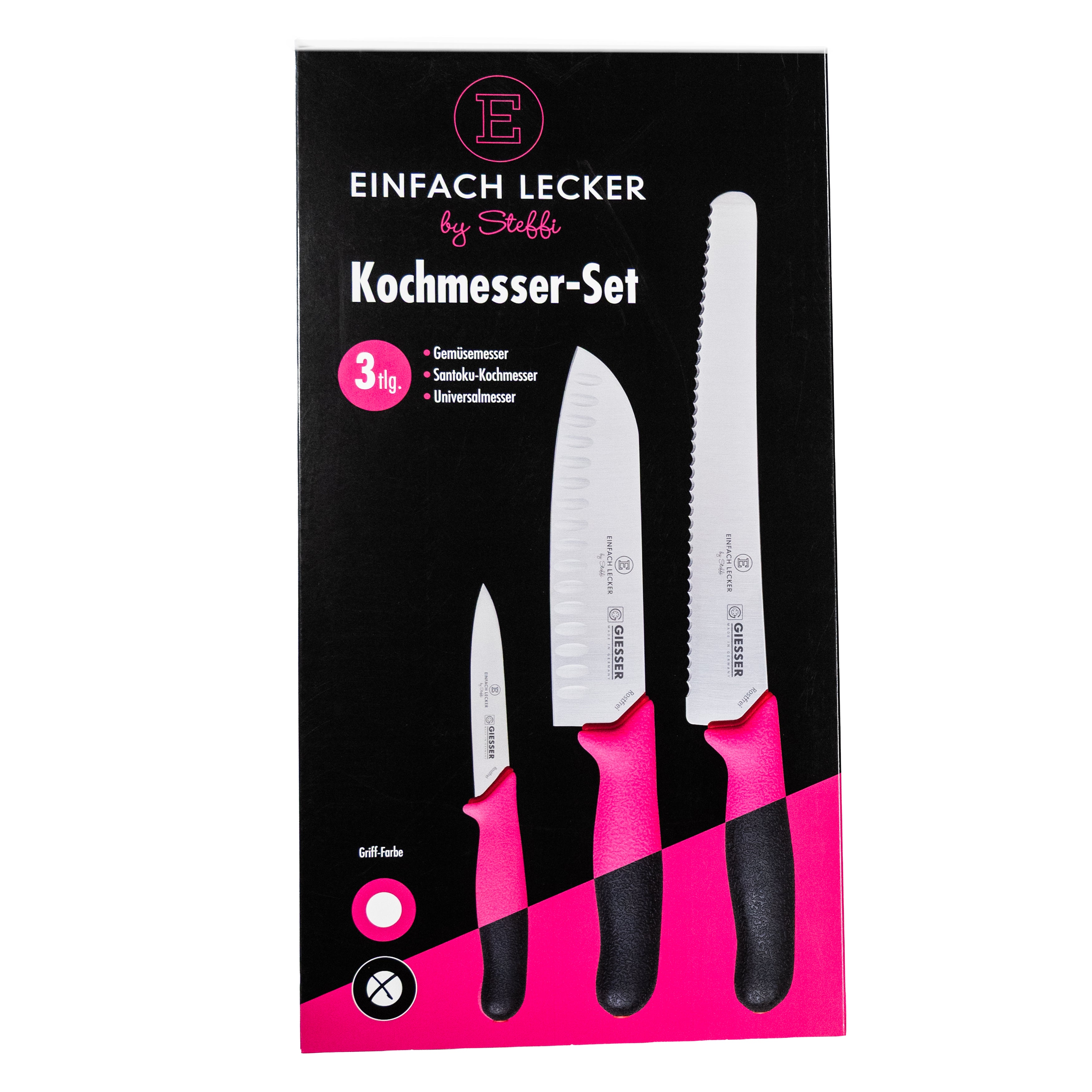Einfach Lecker by Steffi PrimeLine Kochmesser Set 3tlg. schwarz