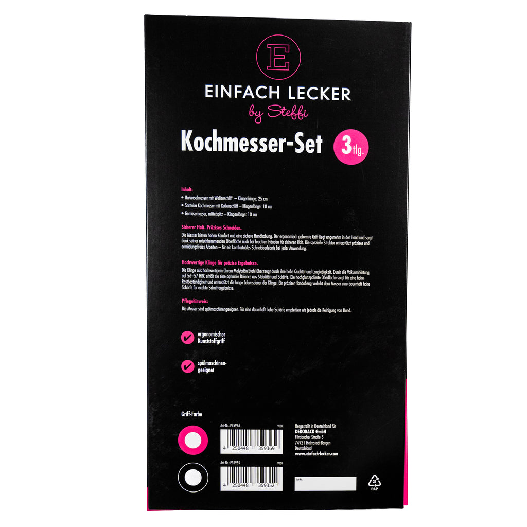 Einfach Lecker by Steffi PrimeLine Kochmesser Set 3tlg. schwarz