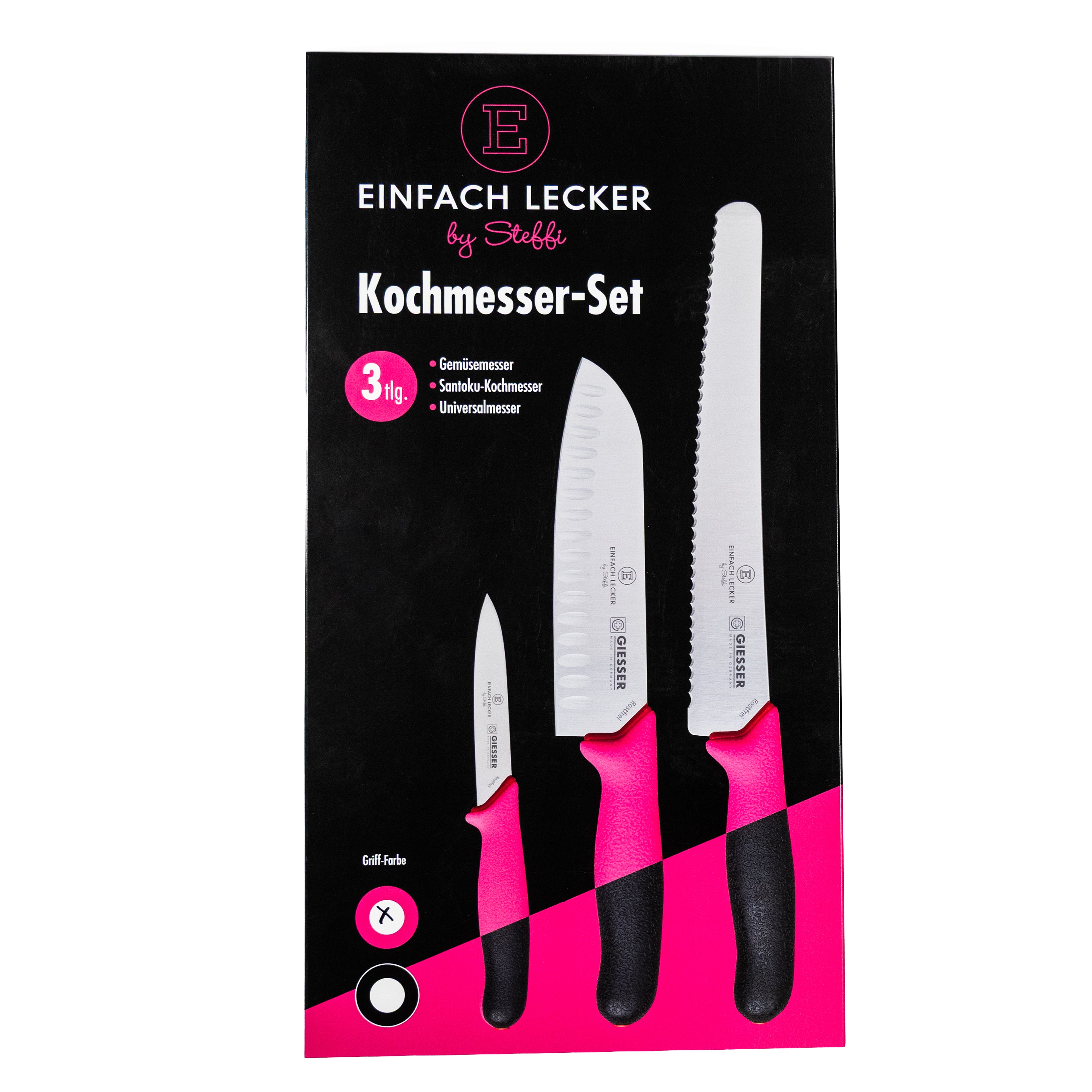 Einfach Lecker by Steffi PrimeLine Kochmesser Set 3tlg. pink