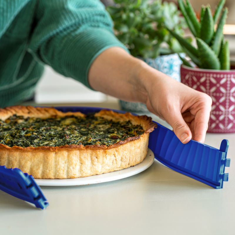 Quicheform mit Silikonring und Porzellanboden blau (Ø 26cm)