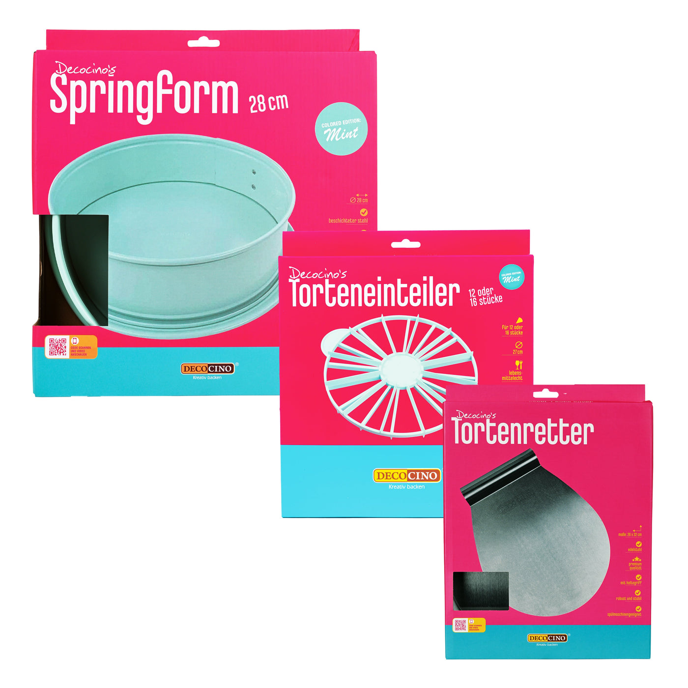 SET: Springform Mint Edition (Ø 28cm) + Torteneinteiler + Tortenretter