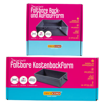 SET Faltbare Kastenbackform 23x10x6cm und Back- und Auflaufform 19x18x6,5 cm